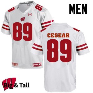 Men's Wisconsin Badgers NCAA #89 Jacob Cesear White Authentic Under Armour Big & Tall Stitched College Football Jersey KL31P88UB